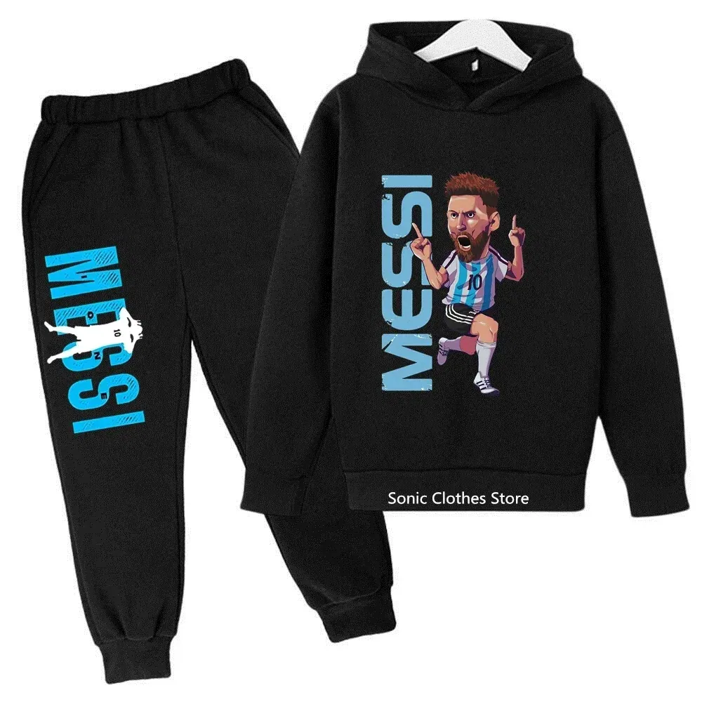 Color: MULTI, Kid Size: 6 - messi avatar printed children's clothing children's autumn and winter hoodies pants 2-piece casual boys and girls suits