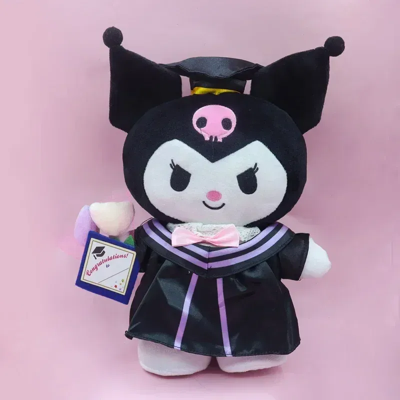 Graduation Styles Loli & Stitch Anime Plush 25cm Sanrio Kuromi Plushie Doll Kawaii Soft Stuffed Graduation Gifts