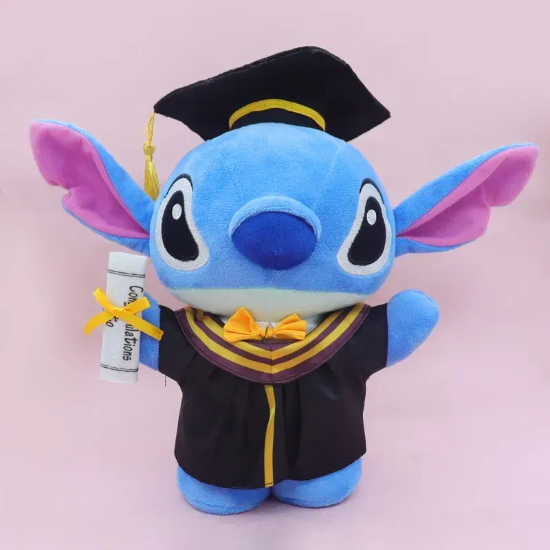 Graduation Styles Loli & Stitch Anime Plush 25cm Sanrio Kuromi Plushie Doll Kawaii Soft Stuffed Graduation Gifts