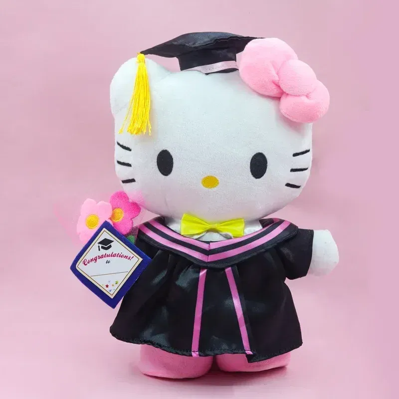 Graduation Styles Loli & Stitch Anime Plush 25cm Sanrio Kuromi Plushie Doll Kawaii Soft Stuffed Graduation Gifts