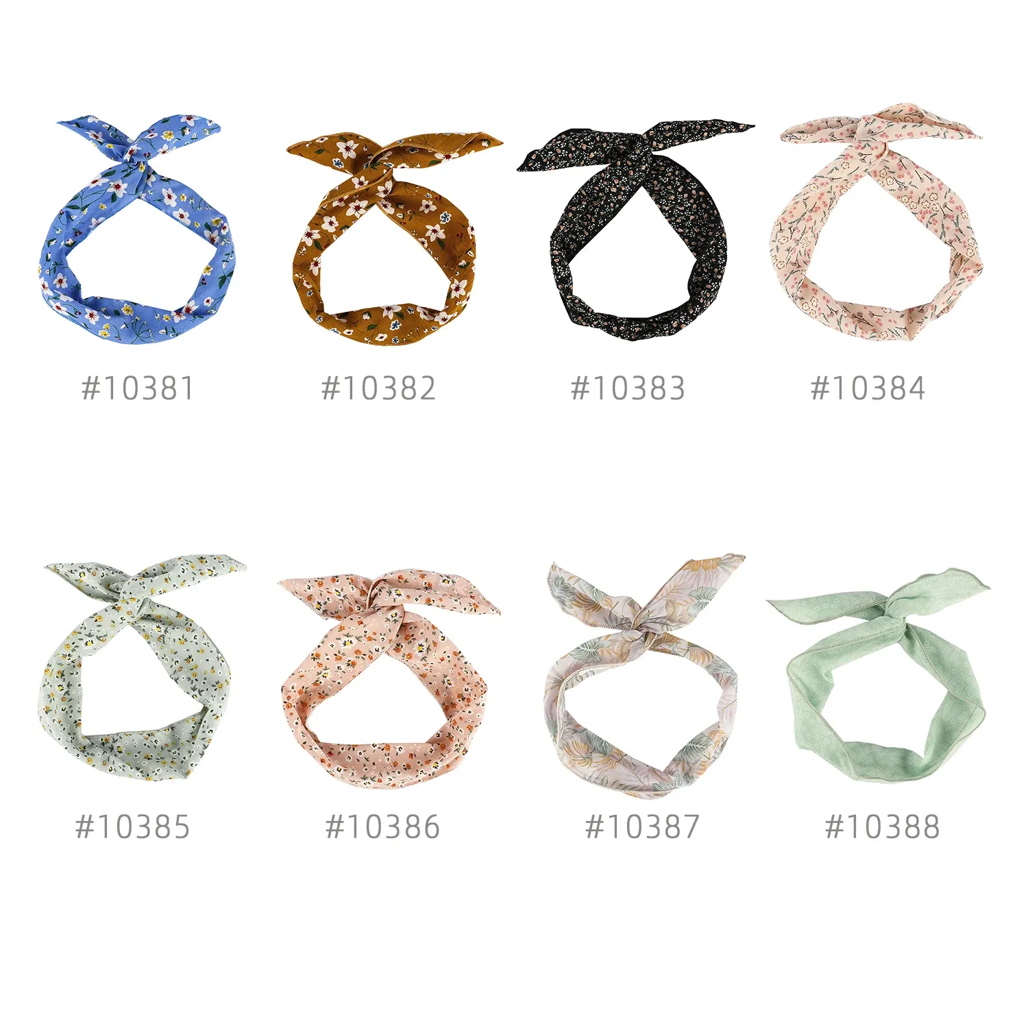 Color: SKY BLUE, Ships From: CN - Bunny Ears With Iron Wire Headband Printed Fabric Women Girls Scrunchies Hairband Hair Band Holder Accessories Headdress