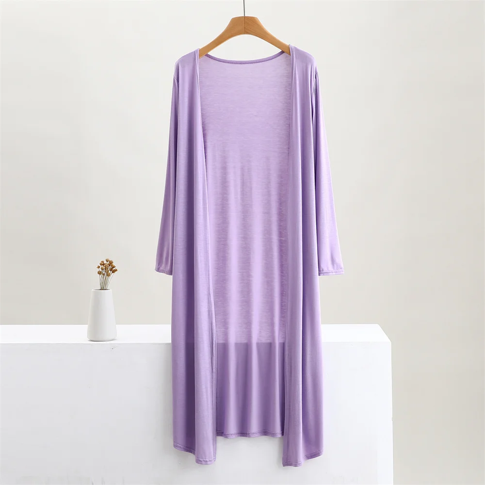 Color: MULTI, Size: One Size - Summer Autumn 12 Colors Women Modal Long Cardigan Female Cotton Sweater Cardigans Long Sleeve Women Casual Coat Ladies Outerwear