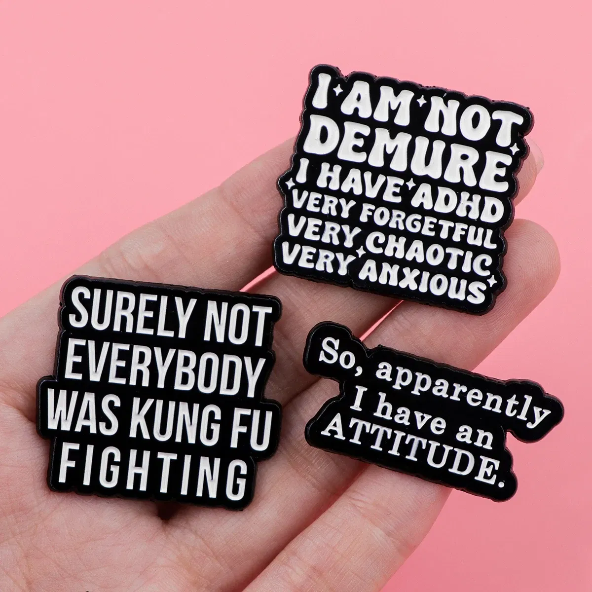 Metal color: Pure Gold Color - Funny Quotes Enamel Pins Skeleton Women's Brooches Men Lapel Pins Badge on Backpack Costume Accessories Phrase Jewelry Gifts