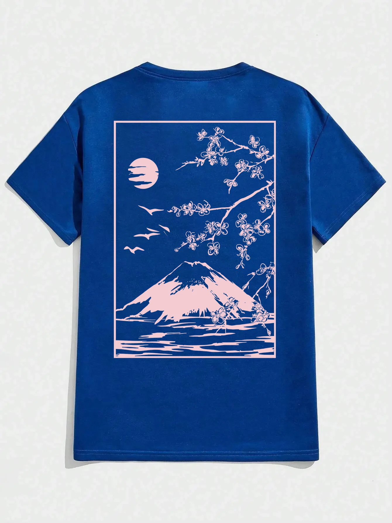 Color: Brown, Size: M - Tokyo Sakura Mount Fuji Business Card T Shirt Men Fashion Tee Clothing Cotton Summer Casual Tops Hip Hop Loose Cotton T-Shirt