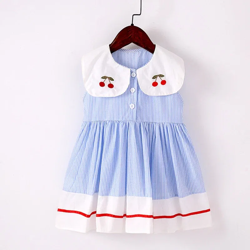 Color: PURPLE, Kid Size: 3T?€?€·?¤–运动?‰ - 2024 New Summer 2-7Yrs Baby Girl Party Dress Sleeveless Cotton Embroidery Splicing Kids Princess Dresses Sister Clothing