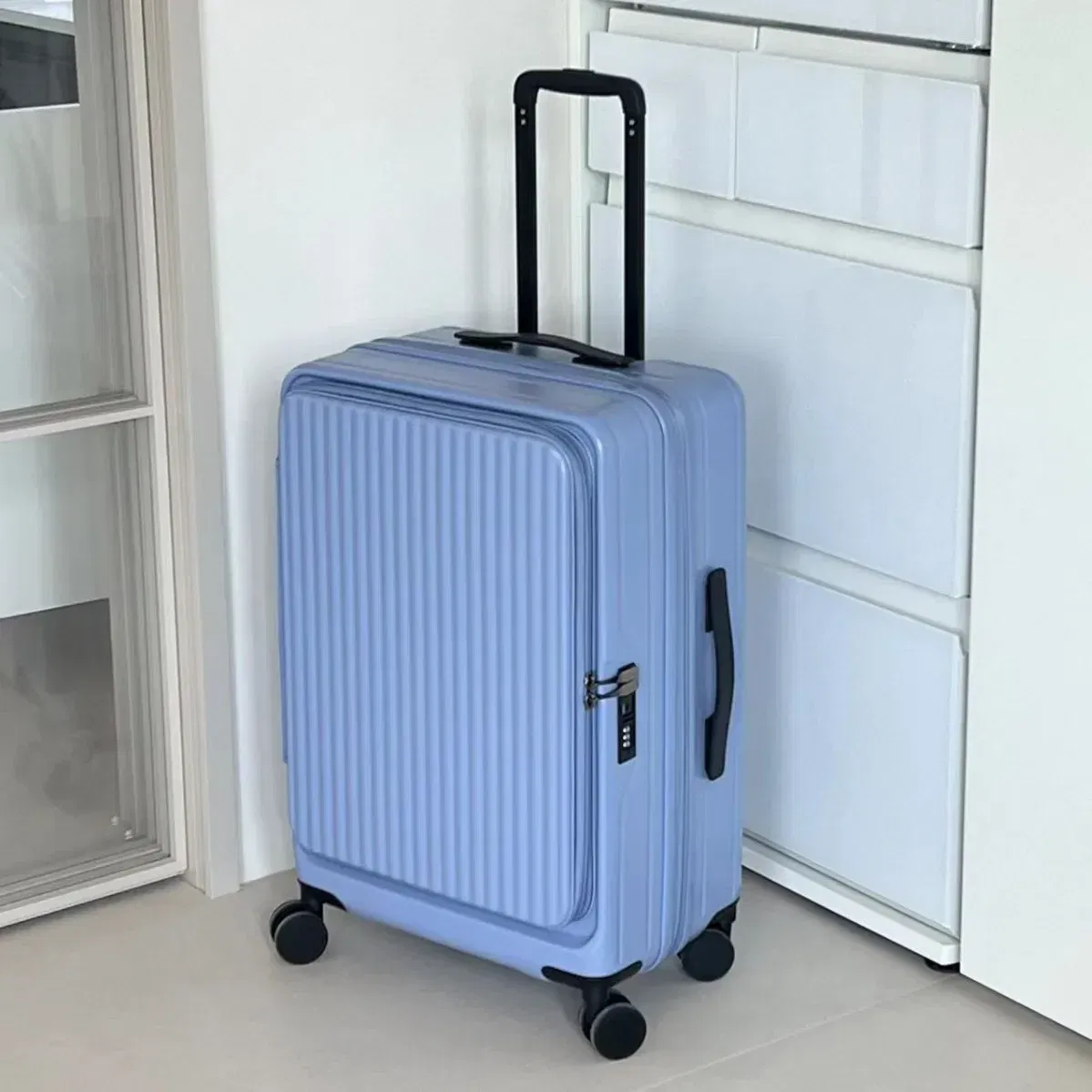 New 20-inch PC Hard Shell Lightweight Roller Travel Expandable Multifunctional Front Opening Suitcase Cabin Trolley Case