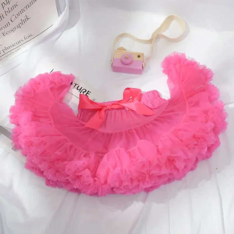 Color: Rose Red, Kid Size: 3T - Baby Girls Tulle Tutu Skirt Ballerina Pettiskirt Fluffy Children Ballet Skirts For Party Dance Princess Girl Tulle Clothes 1-10Y