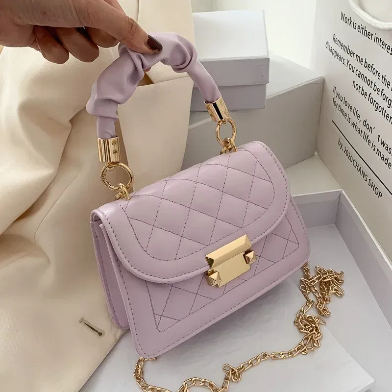 Color: PURPLE, Size: Extra Large - Women's Bags Classic Fashion Handbag Small Square Chain Crossbody Bag crossbody bags for women handbags