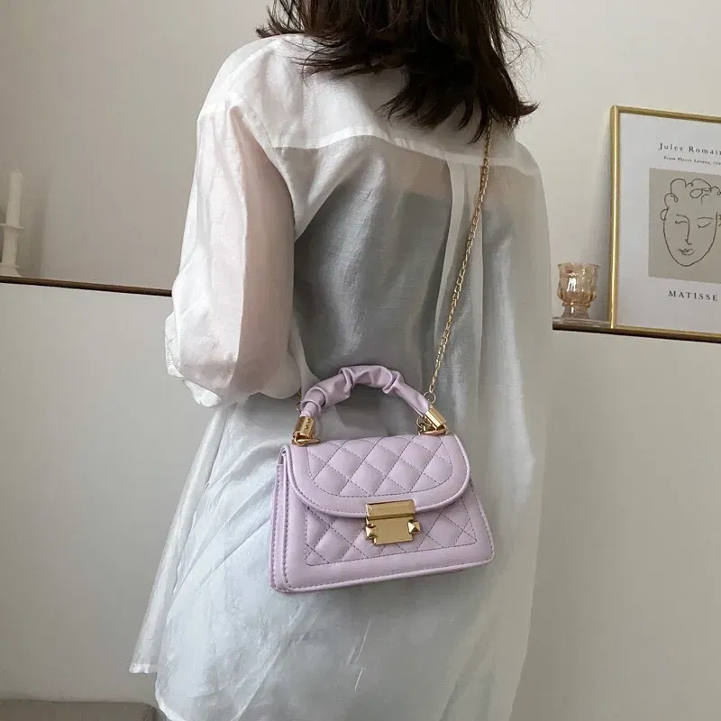 Color: PURPLE, Size: Extra Large - Women's Bags Classic Fashion Handbag Small Square Chain Crossbody Bag crossbody bags for women handbags