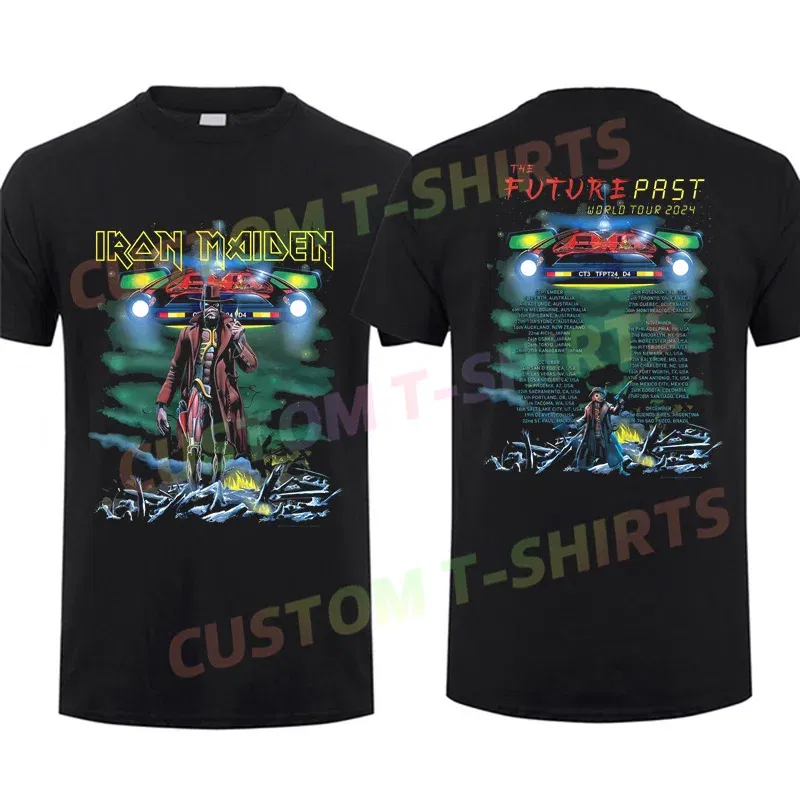 Color: Blue, Size: XL - 2024 Men T Shirt Casual Iron The Future Past 2024 Tour Maidens T-shirt Graphic Summer Short Sleeves 100% Cotton S-3XL Cool Tee
