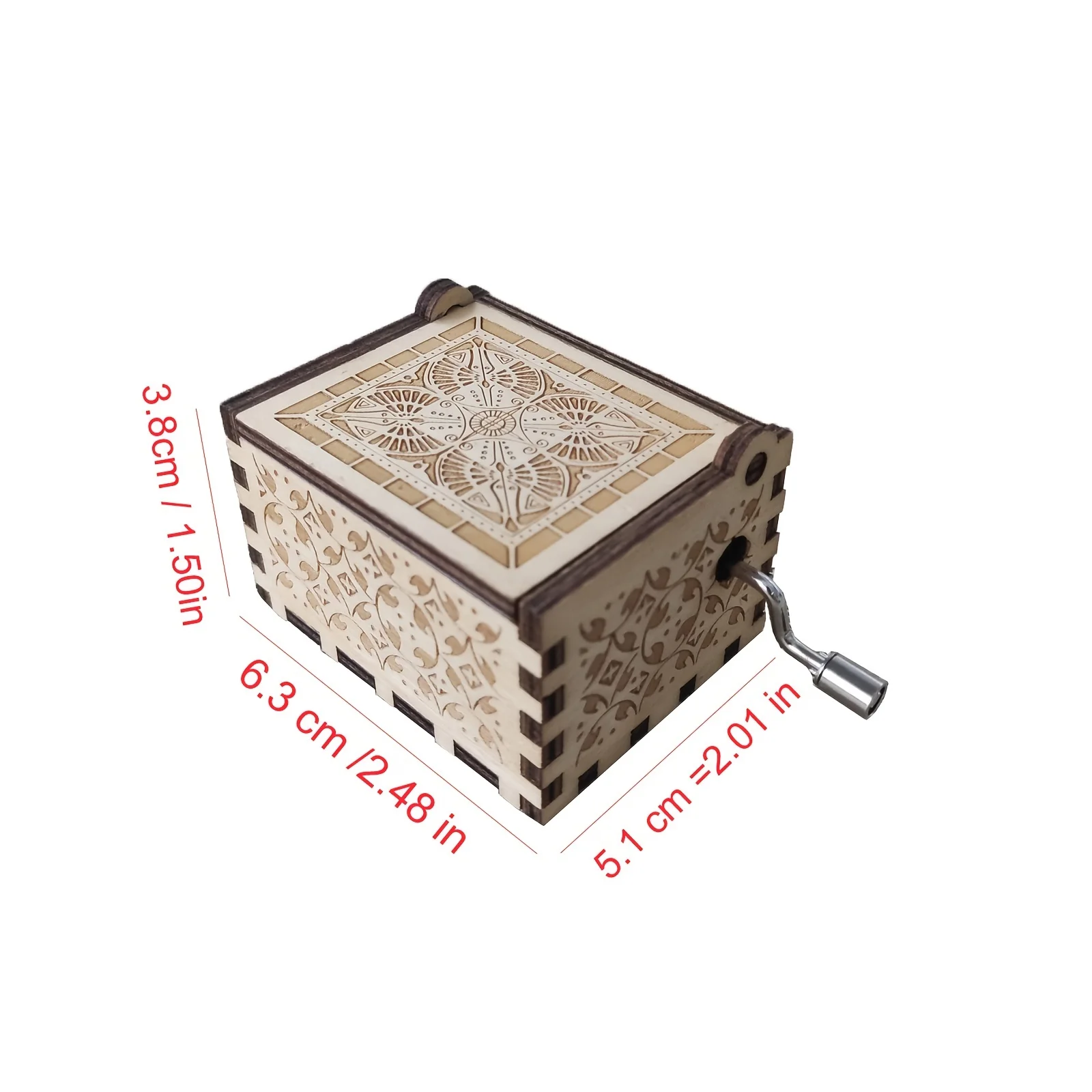 Birthday Music Box Wooden Antique Carved Hand Cranked Classic Theme Music for Christmas Gifts Family Decoration