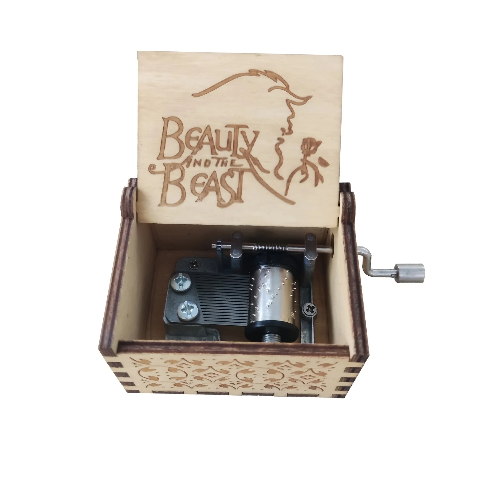 Birthday Music Box Wooden Antique Carved Hand Cranked Classic Theme Music for Christmas Gifts Family Decoration