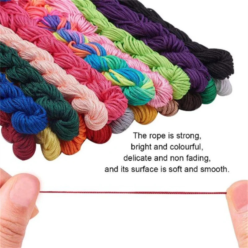 Color: Light Pink - 24m Polyester Braided Jade Thread For DIY Handmade Necklace Bracelet Trinket Pendant Braided Accessories Jewelry Making Finding