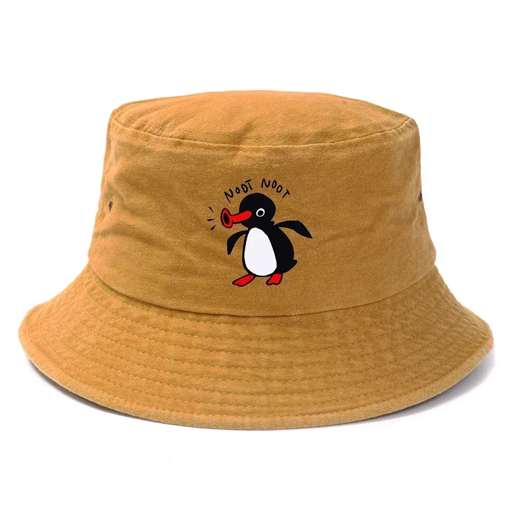 Color: PURPLE - Summer Penguin Bucket Hat Reversible Bob Men Women Cotton Travel Beach Fisherman Hat Outdoor Sports Pull Up Bob Panama Sun Hat