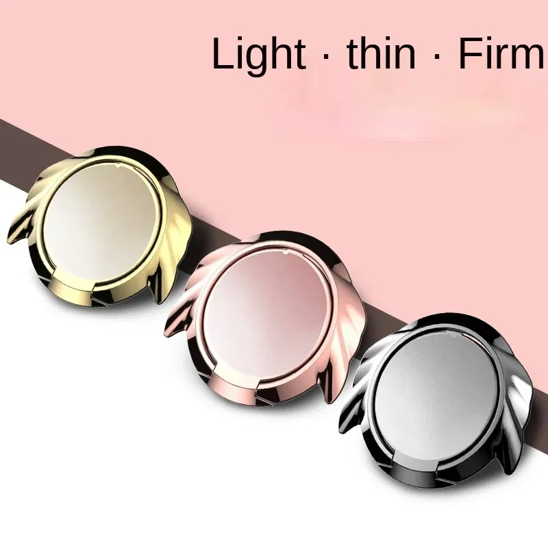 Color: black - 360 Degrees Ultra-thin Angel Ring Bracket Xiaomi Huawei Car Phone Holder Bracket Metal Desktop Phone Stand