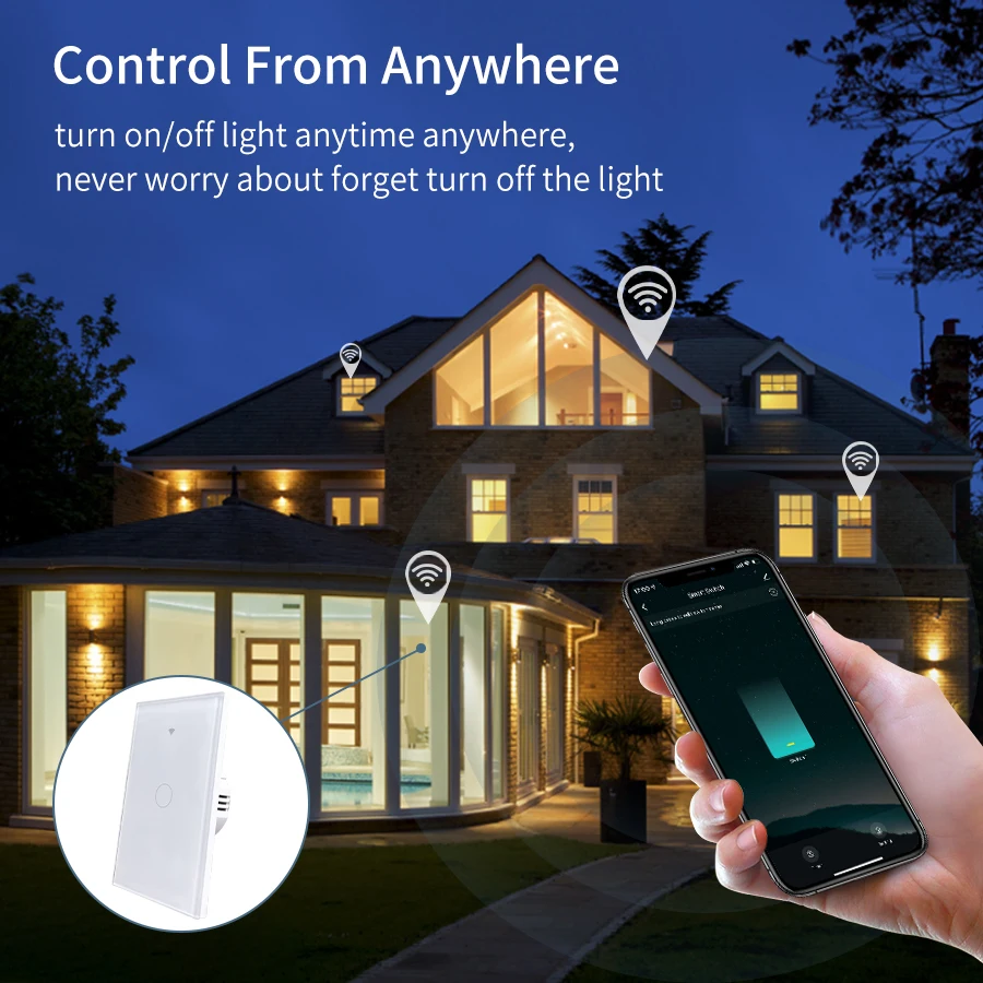 Color: Pink, Size: 4XL - Tuya Smart Wifi Touch Switch Neutral Wire/No Neutral Wire Required US 1/2/3/4 Gang Light Switch For Alexa Google Home Alice