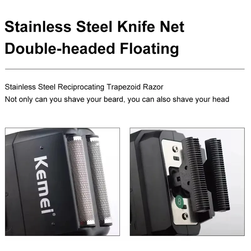 Color: Silver - Kemei Professional Electric Hair Clipper Kit Rechargeable Hair Trimmer Shaver for Men USB Charging Beard Razor KM-2797 KM-1102
