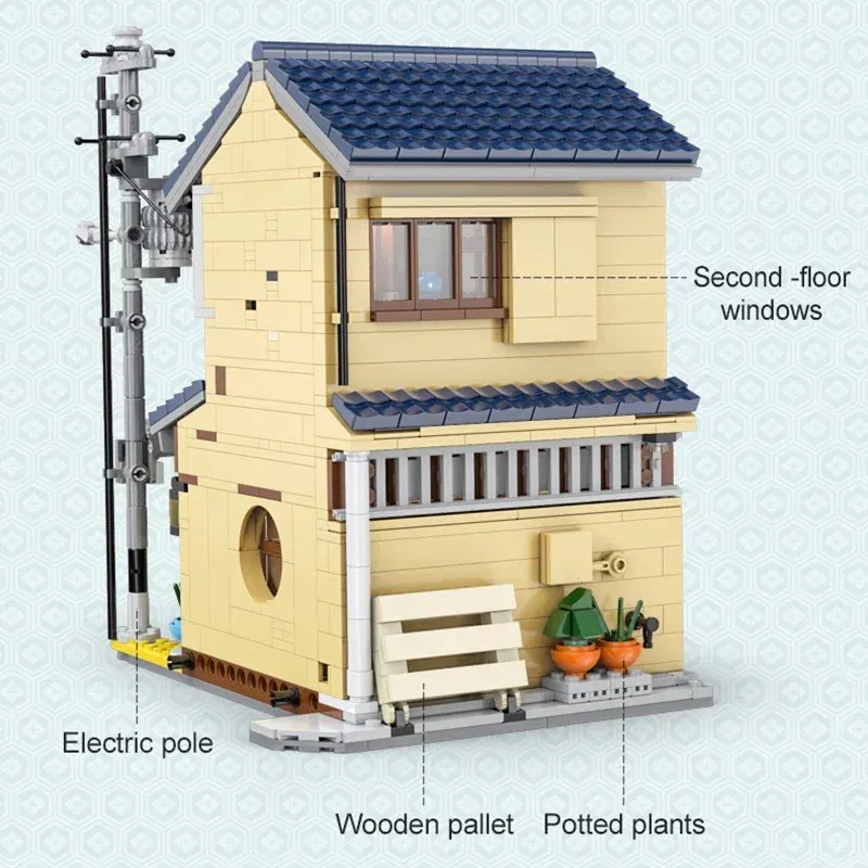 Color: WHITE - With Packaging BOX LED City Japanese Tea Shop House Architecture Building Blocks Friends Shop Figures Bricks Toys for Kid Gifts