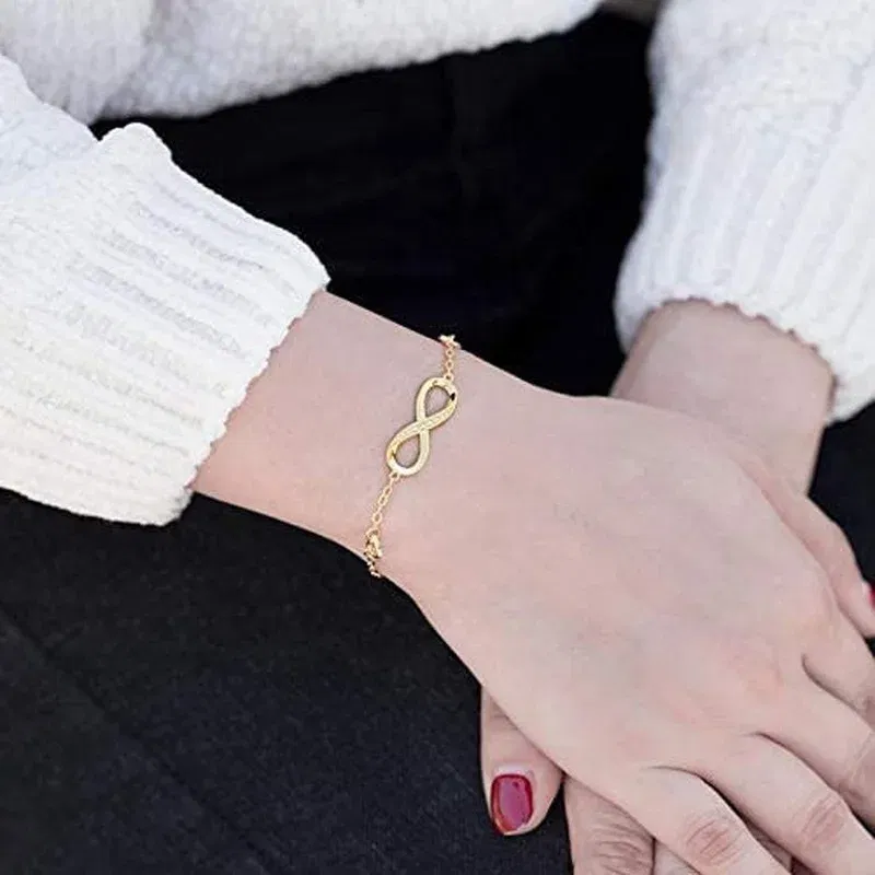 Metal Color: Silver Plated, Ships From: CHINA - Womens  Sterling Silver Infinity Endless Love Symbol Charm Adjustable Bracelet for Women Mother's Day