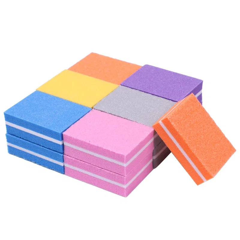Color: Blue - 100pcs Mini Nail File 100/180 Disposable Nail Buffer Block Sponge Women Manicure Tool Nail Polish UV Gel Lime a Ongle Wholesale