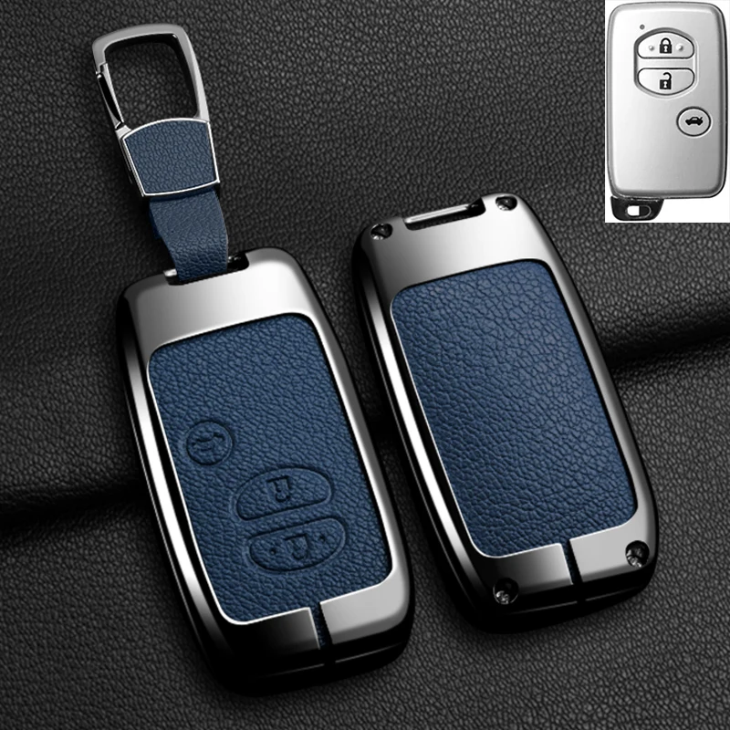 Color Name: PURPLE - Alloy Car Key Case Cover Shell Fob For Toyota Prius 30 Alpha Aqua Land Cruiser Auris For Lexus LC 200 2012 - 2014 Parts Keychain