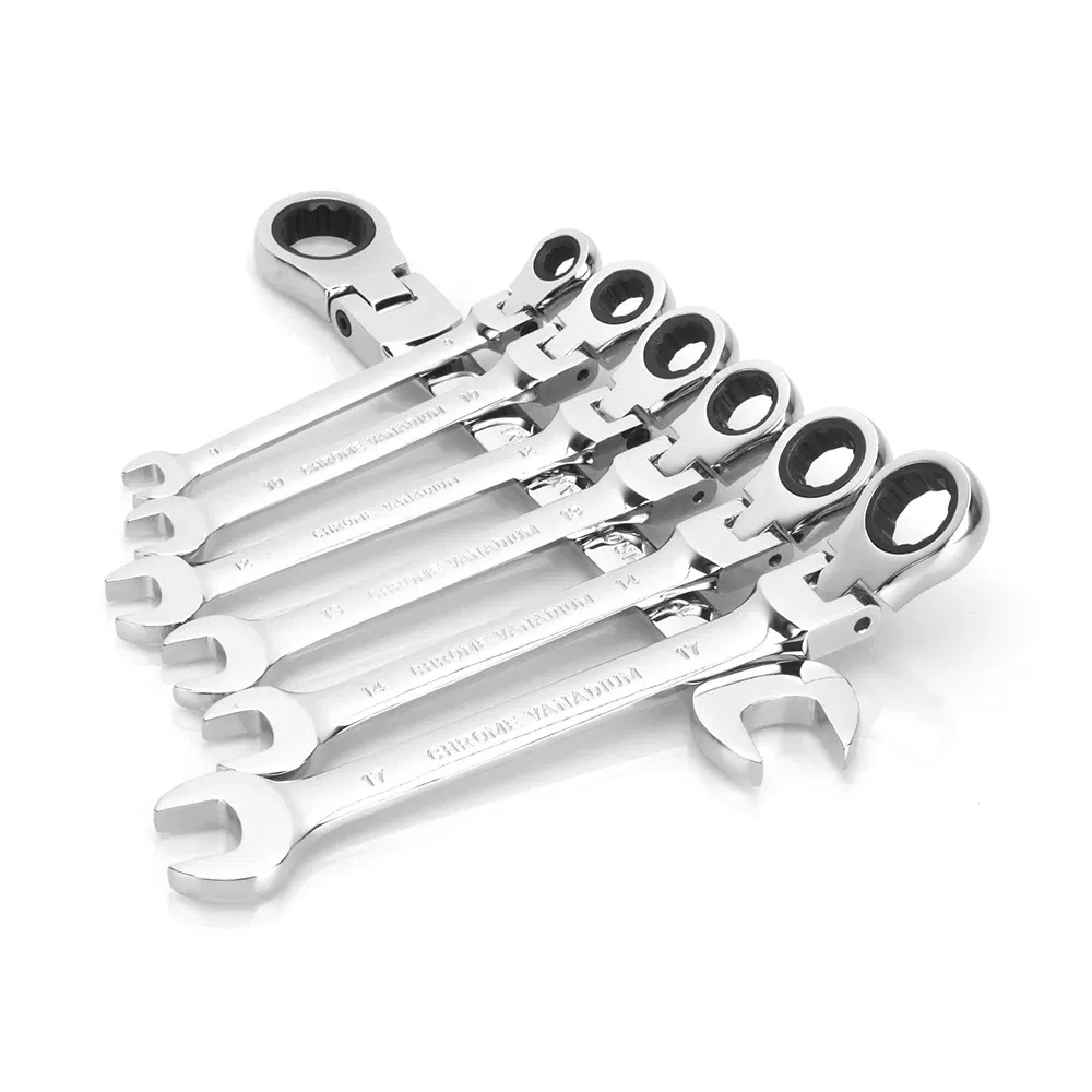Color: Light Grey - 1pc Ratchet Wrench of Keys Spanner Hand Tool 72-Tooth Ratcheting Flexible Head Mirror Finish