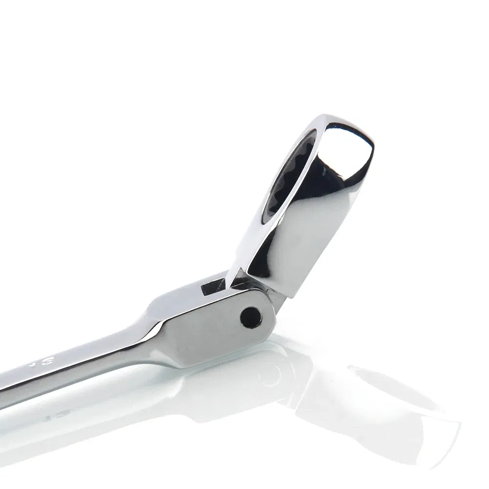 Color: Light Grey - 1pc Ratchet Wrench of Keys Spanner Hand Tool 72-Tooth Ratcheting Flexible Head Mirror Finish
