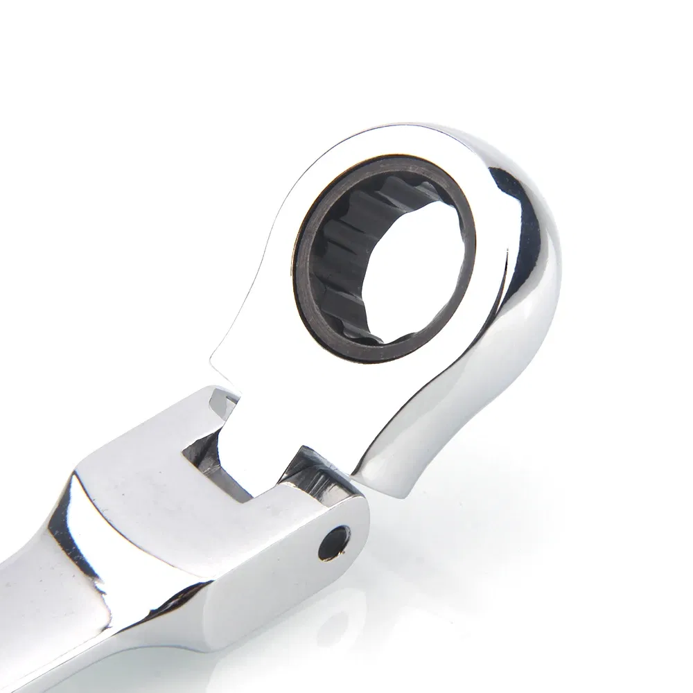 Color: Light Grey - 1pc Ratchet Wrench of Keys Spanner Hand Tool 72-Tooth Ratcheting Flexible Head Mirror Finish