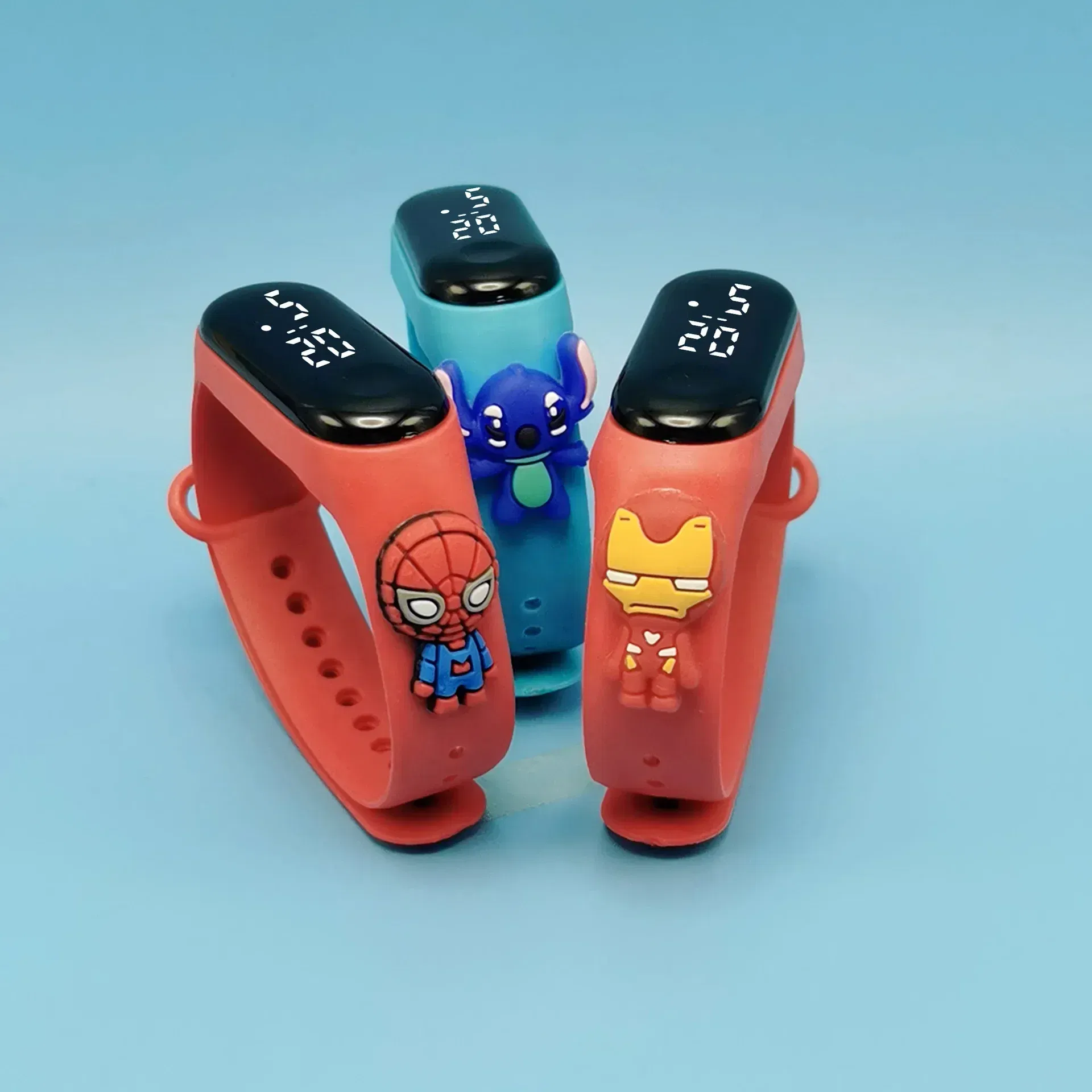 Color: Red - Disney Stitch LED Waterproof Kids Digital Watch Spiderman Hulk Children Watch Sports Touch Electronic Kids Gifts