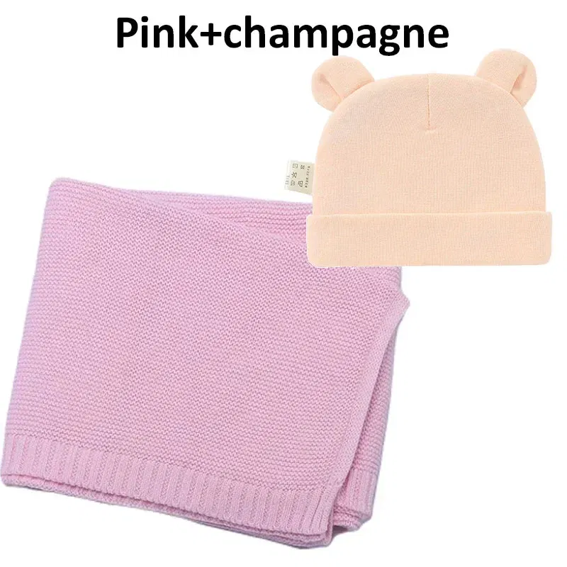 Color: plum, Size: Option 2, Ships From: CN - Personalized Baby Name Newborn Cotton Beanie and Knitted Blanket Set Embroidered Name Covering and Cute Hat Gift Set