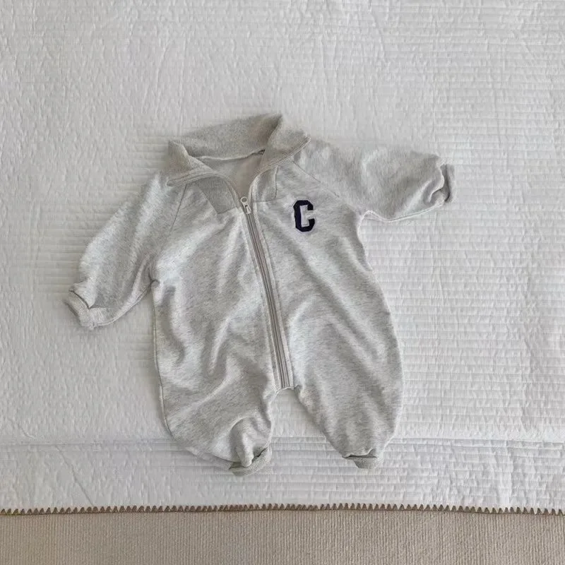 Color: GRAY, Kid Size: 6M - MILANCEL Autumn Baby Clothes Letter Print Boys Rompers Front Zipper Infant Boys Jumpsuits Toddler Outfit