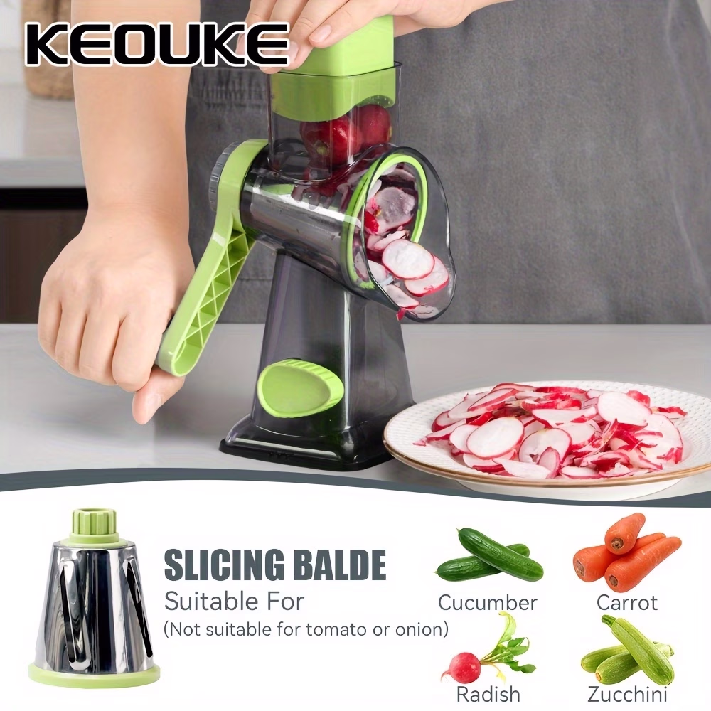 KEOUKE 2Pcs Transparent Cheese Grater, Multi-functional Hand-Cranked Household Vegetable Chopper, Slicer, Shredder, Potato Julienne Slicer, Grating Tool