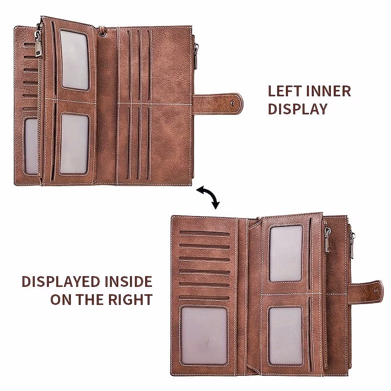 Lucky Hour™ Retro Large Capacity Tri-Fold Wallet, RFID Anti-Theft, Clutch And Handheld Dual Use, with Wrist Strap, Unisex Design
