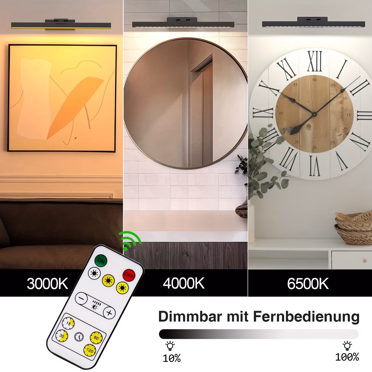 AIBOO 1pc Golden, Black Remote Control, Rechargeable, CCT Three Color Adjustable, Touch, Magnetic Installation, Wall Lamp, Photo Light, Vanity Light, Angle Adjustable