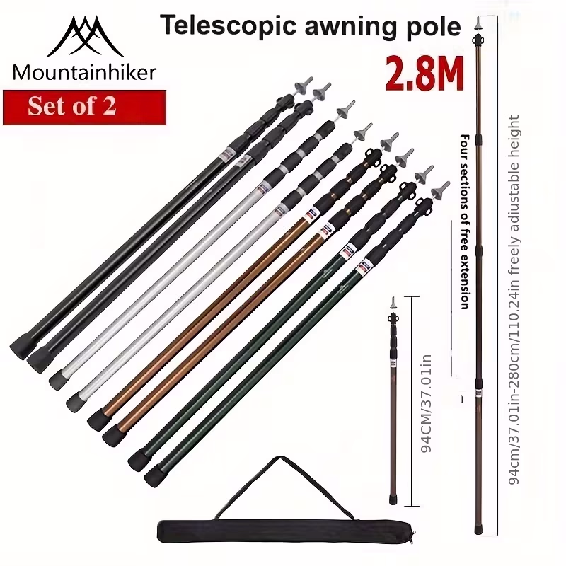 MOUNTAINHIKER Thickened Aluminum Alloy Tent Pole, Adjustable Tent Support Pole, Beach Shelter Tarpaulin Awning Pole Accessories