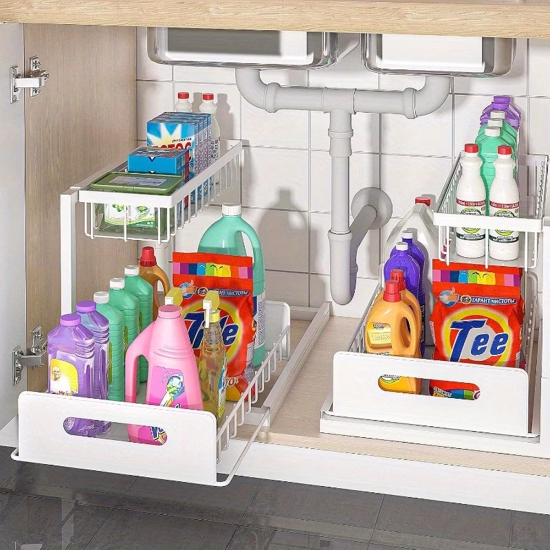 HEART LEAF 2-Tier Under Sink Organizer – Heavy Duty Metal Pull Out Cabinet Storage Shelf