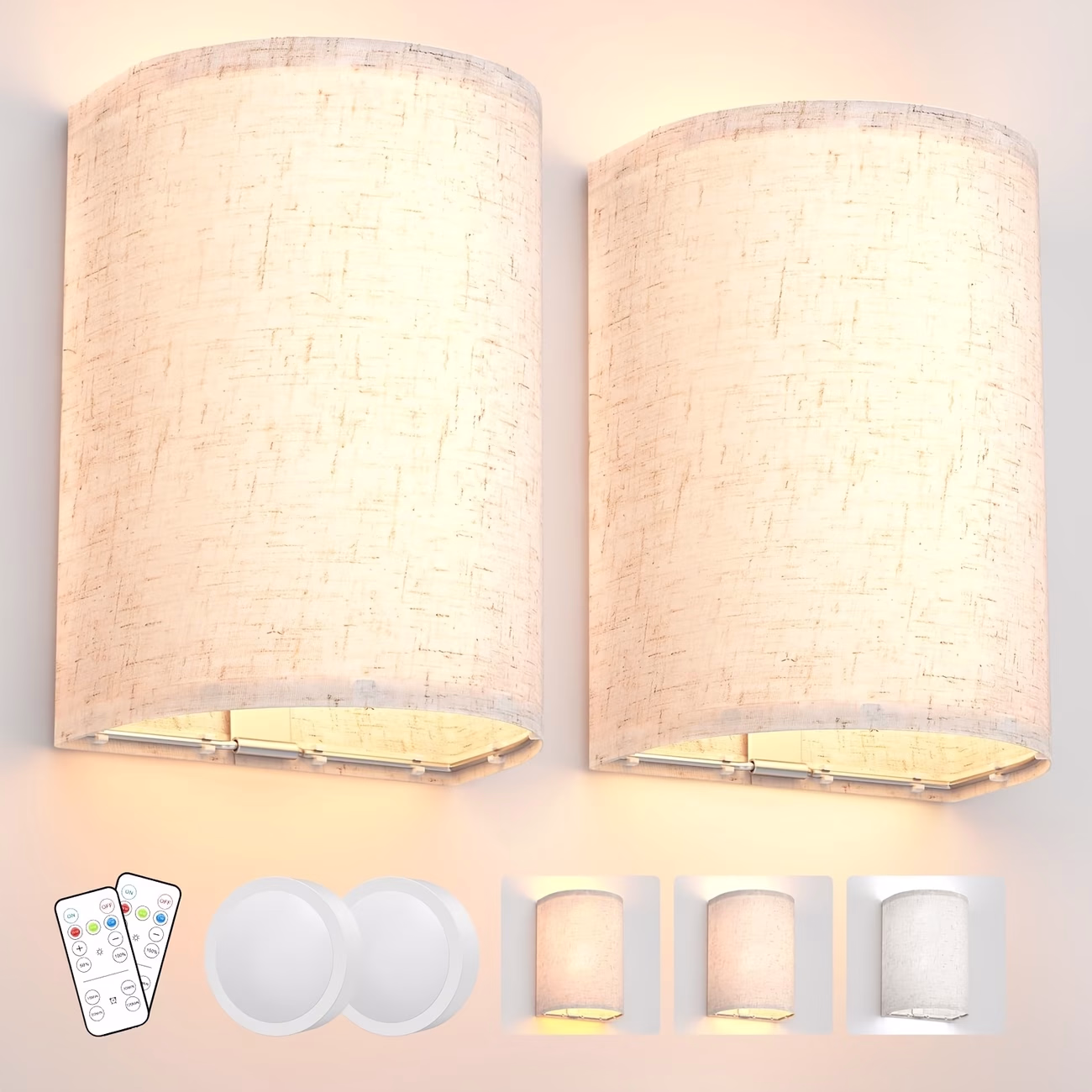 AIBOO 2pcs LED Fabric Wall Lamp – Ambient & Decorative Light with Remote Control