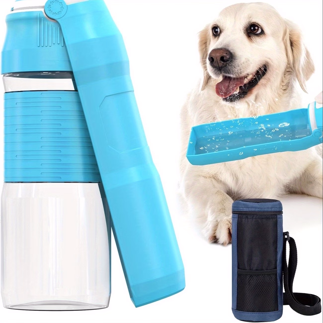 LESOTC Pet Outdoor Portable Dog Water Bottle – 35oz Foldable Leak-Proof Travel Water Dispenser for Dogs