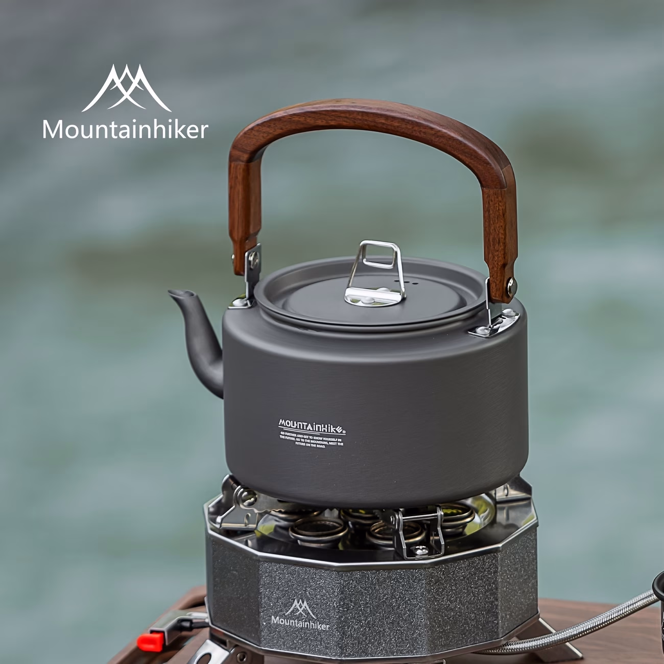 MOUNTAINHIKER Camping Teapot – Heavy-Duty Aluminum Alloy Construction with Sturdy Wooden Handle