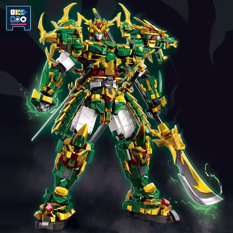 UKBOO Creative Green Dragon Combat Mecha Assemblage Building Blocks Model Bricks Toy