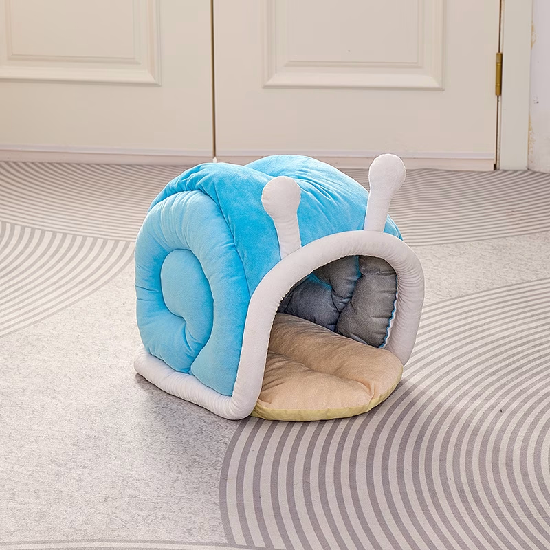 HEART LEAF Snail-Shaped Cat Bed – Cozy and Plush Pet House for All Seasons