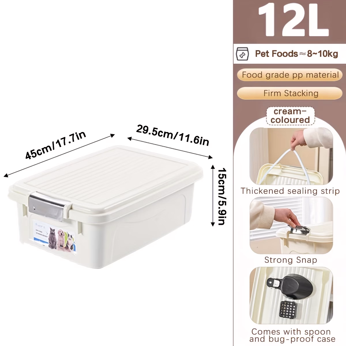 SUPET Large-Capacity Pet Food Storage Box – Flip-Top Design for Easy Access