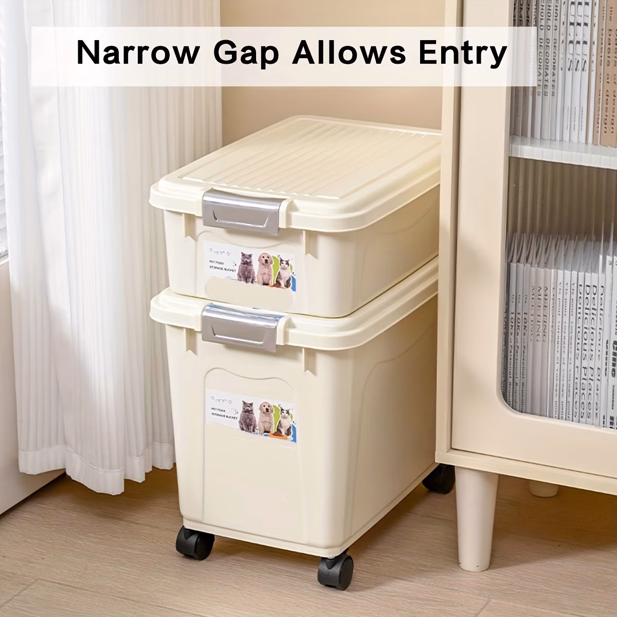 SUPET Large-Capacity Pet Food Storage Box – Flip-Top Design for Easy Access
