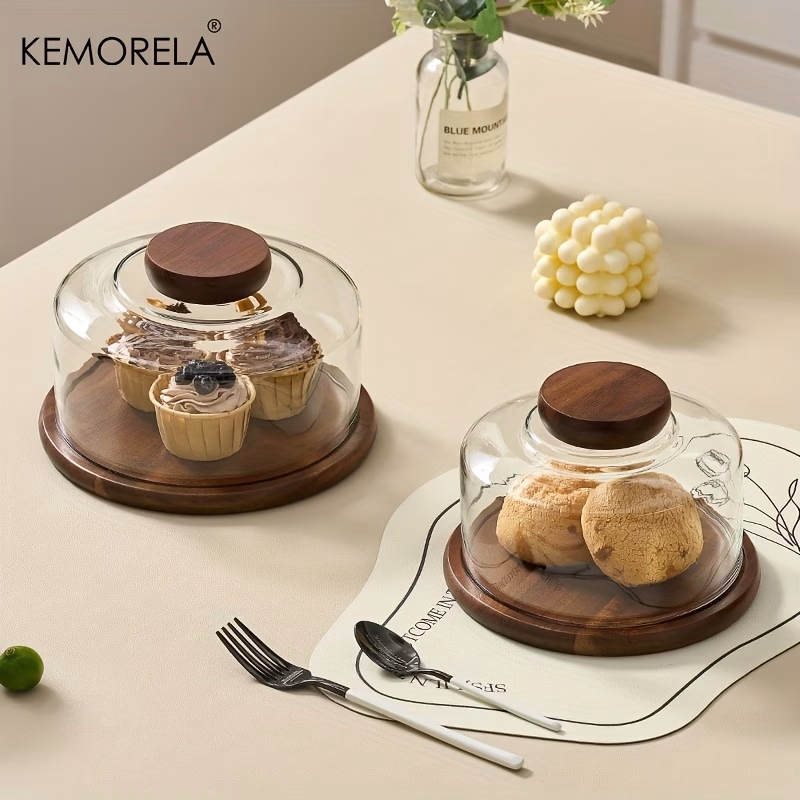 KEMORELA Cake Stand with Dome Lid – Elegant Food-Safe Kitchen Serving Tray