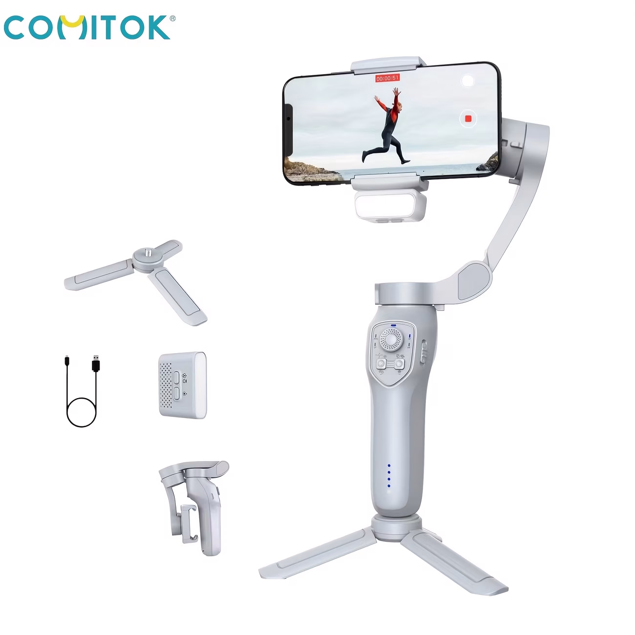COMITOK L7Cpro Handheld Gimbal 3-Axis Stabilizer – Portable and Foldable