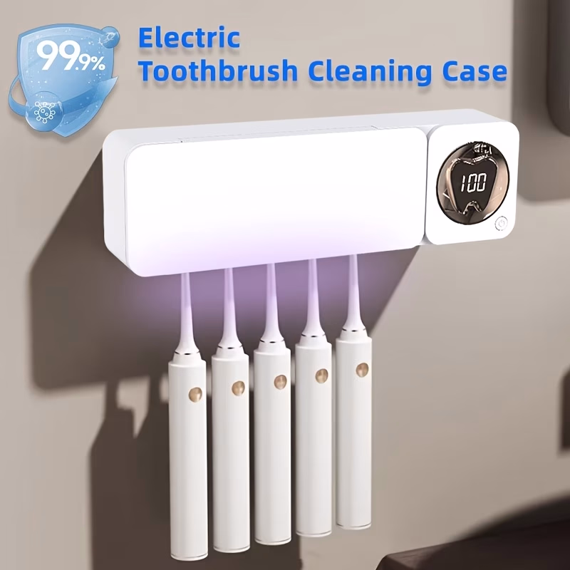 NIKDAS Smart Toothbrush – UV-C Cleaning, Rechargeable Wall-Mounted Holder with LED Smart Screen