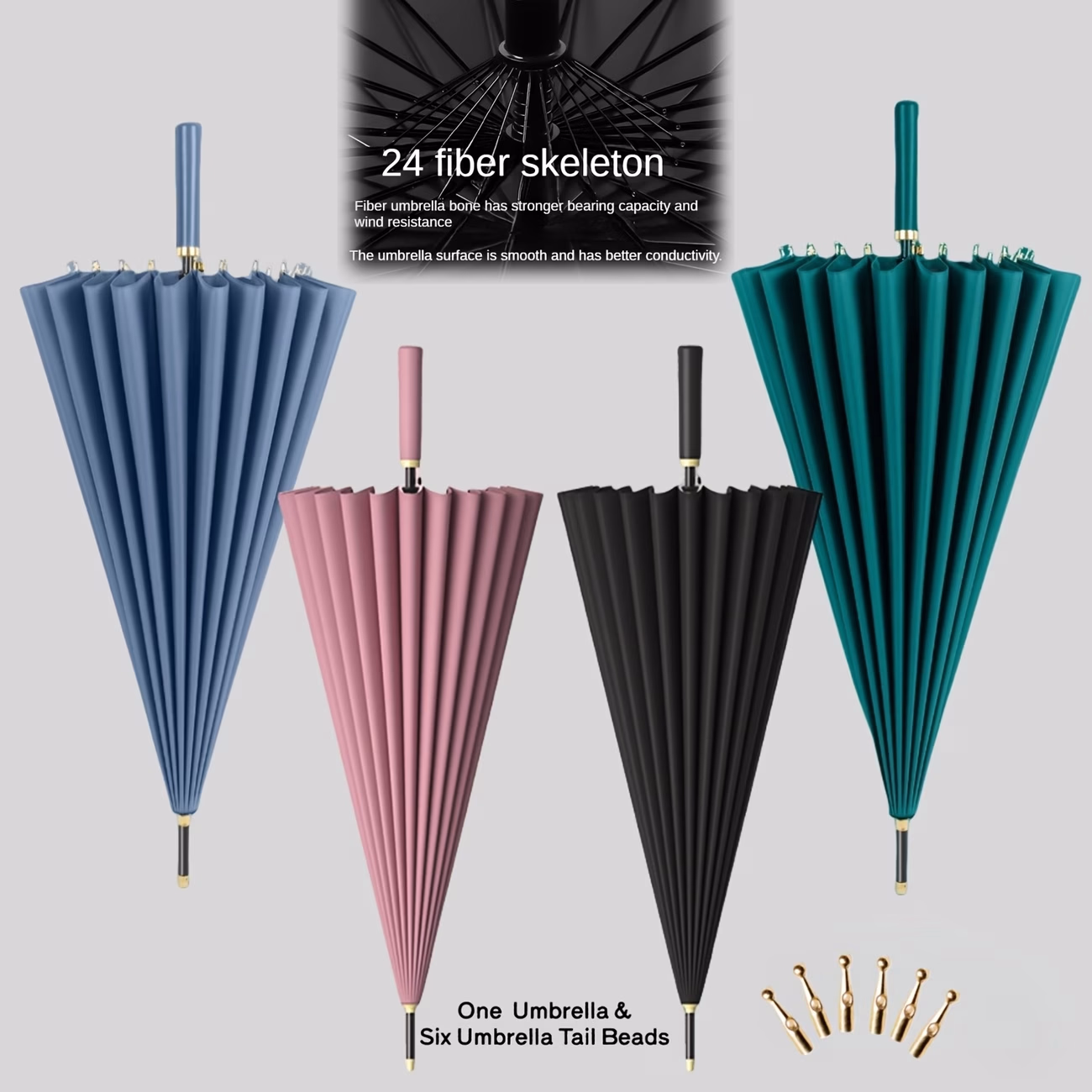 KEAPLAYEE 24 Ribs Super-Windproof Umbrella – Automatic Open Oversize Stick Umbrella
