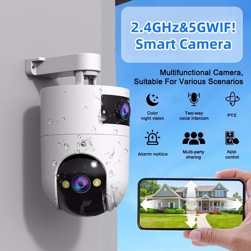 JOOAN Dual-Lens Panoramic Home Surveillance Camera – 1296P Full HD with Human Tracking and Remote Intercom