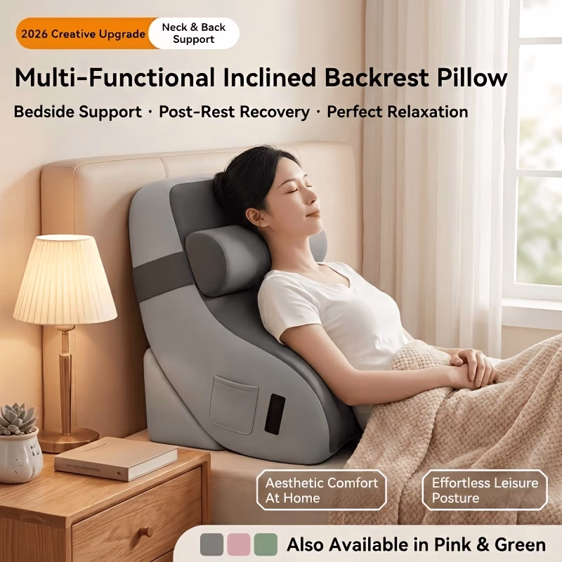WKEFF Adjustable Backrest Pillow with Memory Foam – Ergonomic Posture Cushion