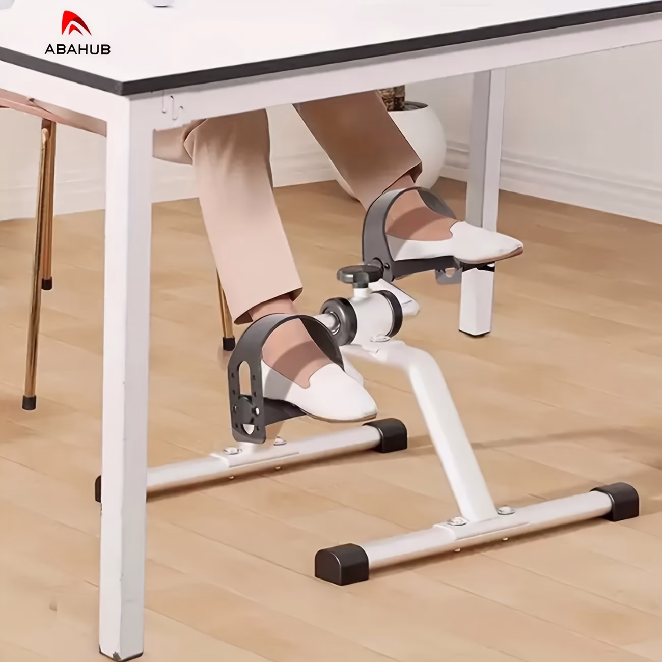 ABAHUB White Aluminum Pedal Exercise Bike – Manual Operation Home Fitness & Rehab Training